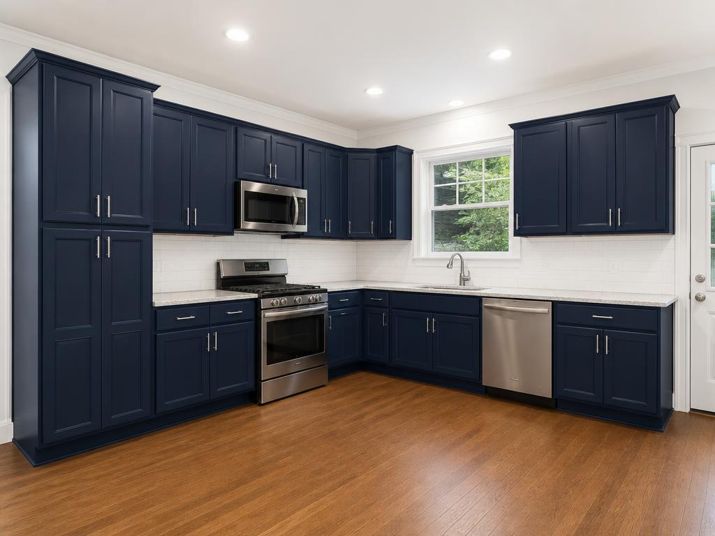 After: Oak Cabinets to Navy — Loves Park